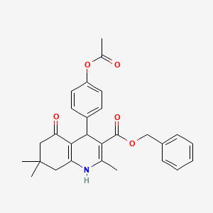 molecular formula C28H29NO5 B5053622 benzyl 4-[4-(acetyloxy)phenyl]-2,7,7-trimethyl-5-oxo-1,4,5,6,7,8-hexahydro-3-quinolinecarboxylate 