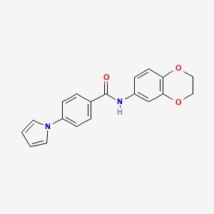 molecular formula C19H16N2O3 B5053628 N-(2,3-dihydro-1,4-benzodioxin-6-yl)-4-(1H-pyrrol-1-yl)benzamide 