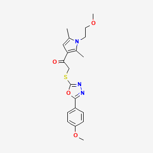 molecular formula C20H23N3O4S B5053645 1-[1-(2-methoxyethyl)-2,5-dimethyl-1H-pyrrol-3-yl]-2-{[5-(4-methoxyphenyl)-1,3,4-oxadiazol-2-yl]thio}ethanone 