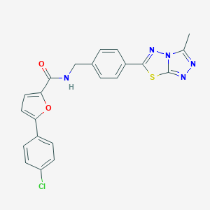 molecular formula C22H16ClN5O2S B505368 5-(4-chlorophenyl)-N-[4-(3-methyl[1,2,4]triazolo[3,4-b][1,3,4]thiadiazol-6-yl)benzyl]furan-2-carboxamide 