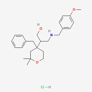 molecular formula C25H36ClNO3 B5053717 2-(4-benzyl-2,2-dimethyltetrahydro-2H-pyran-4-yl)-3-[(4-methoxybenzyl)amino]-1-propanol hydrochloride 