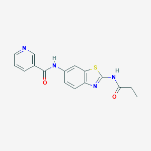 molecular formula C16H14N4O2S B505381 N-[2-(propionylamino)-1,3-benzothiazol-6-yl]nicotinamide 