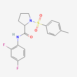 molecular formula C18H18F2N2O3S B5053822 N-(2,4-difluorophenyl)-1-[(4-methylphenyl)sulfonyl]prolinamide 