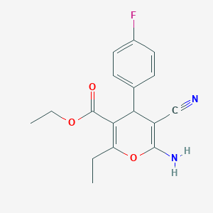 molecular formula C17H17FN2O3 B5053849 ethyl 6-amino-5-cyano-2-ethyl-4-(4-fluorophenyl)-4H-pyran-3-carboxylate 