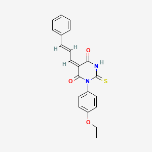 molecular formula C21H18N2O3S B5053858 1-(4-ethoxyphenyl)-5-(3-phenyl-2-propen-1-ylidene)-2-thioxodihydro-4,6(1H,5H)-pyrimidinedione 