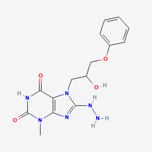 molecular formula C15H18N6O4 B5053994 8-hydrazino-7-(2-hydroxy-3-phenoxypropyl)-3-methyl-3,7-dihydro-1H-purine-2,6-dione 