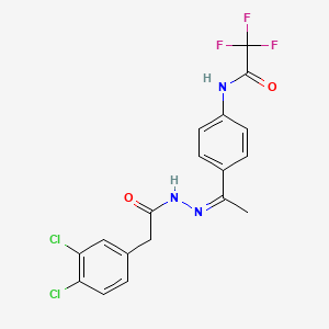 N-(4-{N-[(3,4-dichlorophenyl)acetyl]ethanehydrazonoyl}phenyl)-2,2,2-trifluoroacetamide