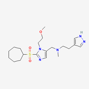 N-{[2-(cycloheptylsulfonyl)-1-(2-methoxyethyl)-1H-imidazol-5-yl]methyl}-N-methyl-2-(1H-pyrazol-4-yl)ethanamine