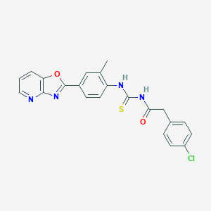 molecular formula C22H17ClN4O2S B505405 2-(4-chlorophenyl)-N-{[2-methyl-4-([1,3]oxazolo[4,5-b]pyridin-2-yl)phenyl]carbamothioyl}acetamide 