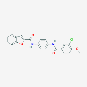 molecular formula C23H17ClN2O4 B505406 N-{4-[(3-chloro-4-methoxybenzoyl)amino]phenyl}-1-benzofuran-2-carboxamide 