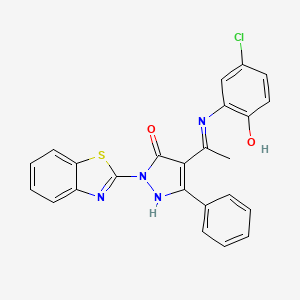 2-(1,3-benzothiazol-2-yl)-4-{1-[(5-chloro-2-hydroxyphenyl)amino]ethylidene}-5-phenyl-2,4-dihydro-3H-pyrazol-3-one