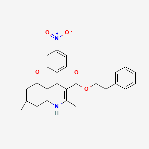 molecular formula C27H28N2O5 B5054096 2-phenylethyl 2,7,7-trimethyl-4-(4-nitrophenyl)-5-oxo-1,4,5,6,7,8-hexahydro-3-quinolinecarboxylate 