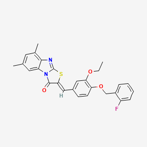 2-{3-ethoxy-4-[(2-fluorobenzyl)oxy]benzylidene}-6,8-dimethyl[1,3]thiazolo[3,2-a]benzimidazol-3(2H)-one
