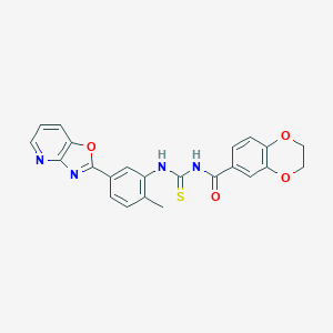 molecular formula C23H18N4O4S B505418 N-{[2-methyl-5-([1,3]oxazolo[4,5-b]pyridin-2-yl)phenyl]carbamothioyl}-2,3-dihydro-1,4-benzodioxine-6-carboxamide 