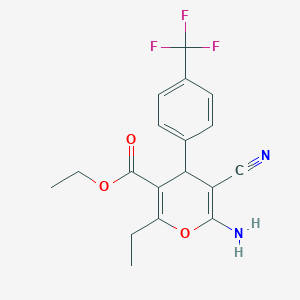 ethyl 6-amino-5-cyano-2-ethyl-4-[4-(trifluoromethyl)phenyl]-4H-pyran-3-carboxylate