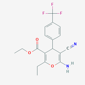 molecular formula C18H17F3N2O3 B5054192 ethyl 6-amino-5-cyano-2-ethyl-4-[4-(trifluoromethyl)phenyl]-4H-pyran-3-carboxylate 