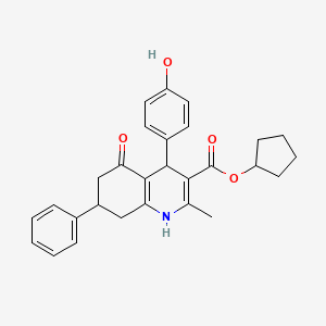 molecular formula C28H29NO4 B5054193 cyclopentyl 4-(4-hydroxyphenyl)-2-methyl-5-oxo-7-phenyl-1,4,5,6,7,8-hexahydro-3-quinolinecarboxylate 
