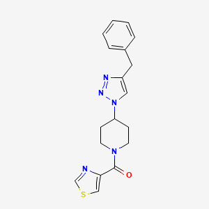 molecular formula C18H19N5OS B5054235 4-(4-benzyl-1H-1,2,3-triazol-1-yl)-1-(1,3-thiazol-4-ylcarbonyl)piperidine 