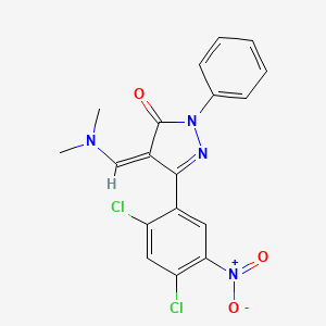 molecular formula C18H14Cl2N4O3 B5054239 5-(2,4-dichloro-5-nitrophenyl)-4-[(dimethylamino)methylene]-2-phenyl-2,4-dihydro-3H-pyrazol-3-one 