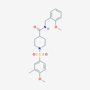 molecular formula C22H28N2O5S B5054255 N-(2-methoxybenzyl)-1-[(4-methoxy-3-methylphenyl)sulfonyl]-4-piperidinecarboxamide 