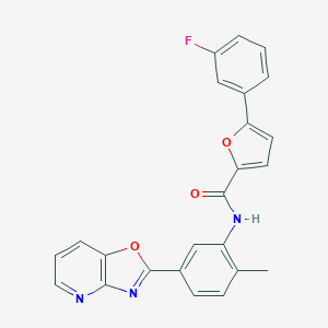 molecular formula C24H16FN3O3 B505426 5-(3-fluorophenyl)-N-(2-methyl-5-[1,3]oxazolo[4,5-b]pyridin-2-ylphenyl)-2-furamide 