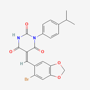 molecular formula C21H17BrN2O5 B5054263 5-[(6-bromo-1,3-benzodioxol-5-yl)methylene]-1-(4-isopropylphenyl)-2,4,6(1H,3H,5H)-pyrimidinetrione 