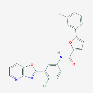 molecular formula C23H13ClFN3O3 B505427 N-(4-chloro-3-[1,3]oxazolo[4,5-b]pyridin-2-ylphenyl)-5-(3-fluorophenyl)-2-furamide 