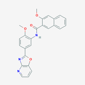 3-methoxy-N-[2-methoxy-5-([1,3]oxazolo[4,5-b]pyridin-2-yl)phenyl]naphthalene-2-carboxamide