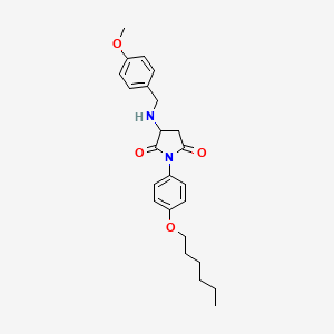 molecular formula C24H30N2O4 B5054298 1-[4-(hexyloxy)phenyl]-3-[(4-methoxybenzyl)amino]-2,5-pyrrolidinedione 