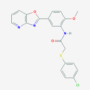 2-[(4-chlorophenyl)sulfanyl]-N-(2-methoxy-5-[1,3]oxazolo[4,5-b]pyridin-2-ylphenyl)acetamide