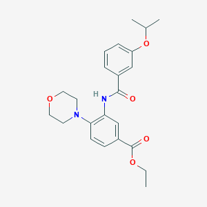 molecular formula C23H28N2O5 B505437 Ethyl 3-[(3-isopropoxybenzoyl)amino]-4-(4-morpholinyl)benzoate 
