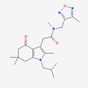 molecular formula C22H32N4O3 B5054372 2-(1-isobutyl-2,6,6-trimethyl-4-oxo-4,5,6,7-tetrahydro-1H-indol-3-yl)-N-methyl-N-[(4-methyl-1,2,5-oxadiazol-3-yl)methyl]acetamide 