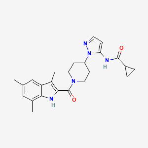 molecular formula C24H29N5O2 B5054380 N-(1-{1-[(3,5,7-trimethyl-1H-indol-2-yl)carbonyl]-4-piperidinyl}-1H-pyrazol-5-yl)cyclopropanecarboxamide 