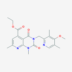 ethyl 3-[(4-methoxy-3,5-dimethyl-2-pyridinyl)methyl]-1,7-dimethyl-2,4-dioxo-1,2,3,4-tetrahydropyrido[2,3-d]pyrimidine-5-carboxylate