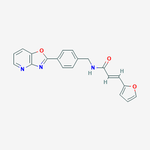 molecular formula C20H15N3O3 B505447 3-(2-furyl)-N-(4-[1,3]oxazolo[4,5-b]pyridin-2-ylbenzyl)acrylamide CAS No. 895072-43-2