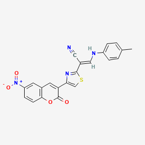 molecular formula C22H14N4O4S B5054481 3-[(4-methylphenyl)amino]-2-[4-(6-nitro-2-oxo-2H-chromen-3-yl)-1,3-thiazol-2-yl]acrylonitrile 