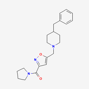 molecular formula C21H27N3O2 B5054489 4-benzyl-1-{[3-(1-pyrrolidinylcarbonyl)-5-isoxazolyl]methyl}piperidine 