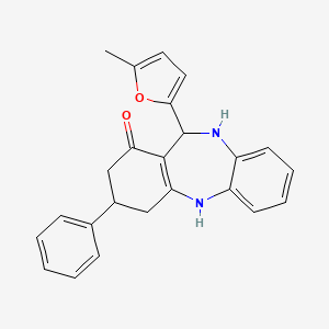 molecular formula C24H22N2O2 B5054545 11-(5-methyl-2-furyl)-3-phenyl-2,3,4,5,10,11-hexahydro-1H-dibenzo[b,e][1,4]diazepin-1-one 