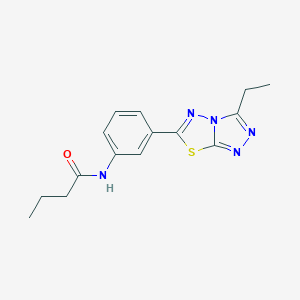 molecular formula C15H17N5OS B505456 N-[3-(3-ethyl[1,2,4]triazolo[3,4-b][1,3,4]thiadiazol-6-yl)phenyl]butanamide 