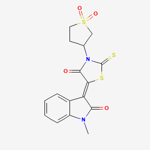 molecular formula C16H14N2O4S3 B5054572 3-[3-(1,1-dioxidotetrahydro-3-thienyl)-4-oxo-2-thioxo-1,3-thiazolidin-5-ylidene]-1-methyl-1,3-dihydro-2H-indol-2-one 