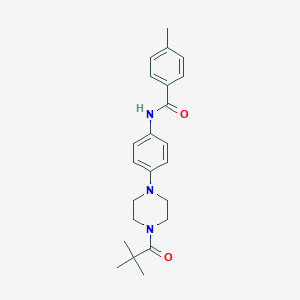 molecular formula C23H29N3O2 B505458 N-{4-[4-(2,2-dimethylpropanoyl)-1-piperazinyl]phenyl}-4-methylbenzamide 