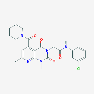 molecular formula C23H24ClN5O4 B5054597 N-(3-chlorophenyl)-2-[1,7-dimethyl-2,4-dioxo-5-(1-piperidinylcarbonyl)-1,4-dihydropyrido[2,3-d]pyrimidin-3(2H)-yl]acetamide 