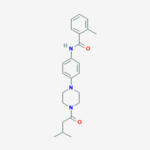 molecular formula C23H29N3O2 B505461 2-methyl-N-{4-[4-(3-methylbutanoyl)-1-piperazinyl]phenyl}benzamide 