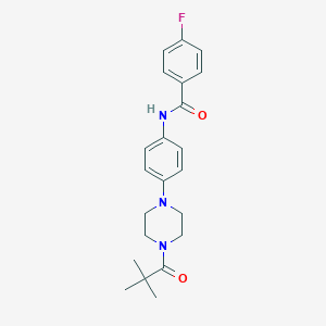 molecular formula C22H26FN3O2 B505463 N-{4-[4-(2,2-dimethylpropanoyl)-1-piperazinyl]phenyl}-4-fluorobenzamide 