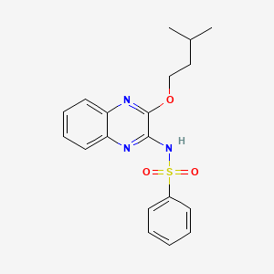 molecular formula C19H21N3O3S B5054636 N-[3-(3-methylbutoxy)-2-quinoxalinyl]benzenesulfonamide 