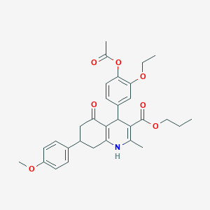 propyl 4-[4-(acetyloxy)-3-ethoxyphenyl]-7-(4-methoxyphenyl)-2-methyl-5-oxo-1,4,5,6,7,8-hexahydro-3-quinolinecarboxylate
