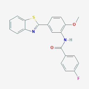 molecular formula C21H15FN2O2S B505475 N-[5-(1,3-benzothiazol-2-yl)-2-methoxyphenyl]-4-fluorobenzamide 