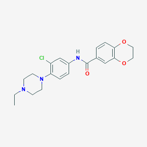 molecular formula C21H24ClN3O3 B505480 N-[3-chloro-4-(4-ethyl-1-piperazinyl)phenyl]-2,3-dihydro-1,4-benzodioxine-6-carboxamide 