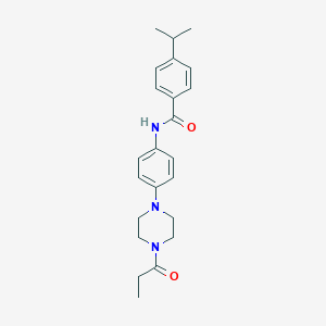molecular formula C23H29N3O2 B505484 4-isopropyl-N-[4-(4-propionyl-1-piperazinyl)phenyl]benzamide 
