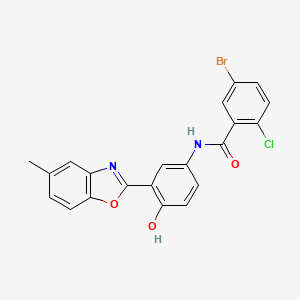 5-bromo-2-chloro-N-[4-hydroxy-3-(5-methyl-1,3-benzoxazol-2-yl)phenyl]benzamide